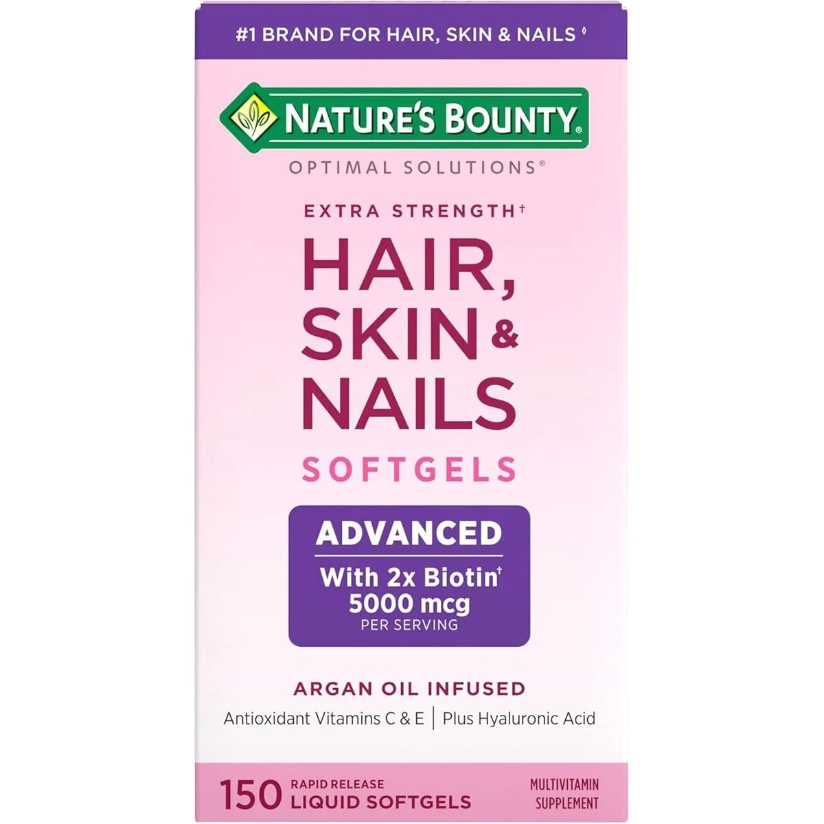Suplemento Nature’s Bounty Biotina 5000 mcg 150 tabletas