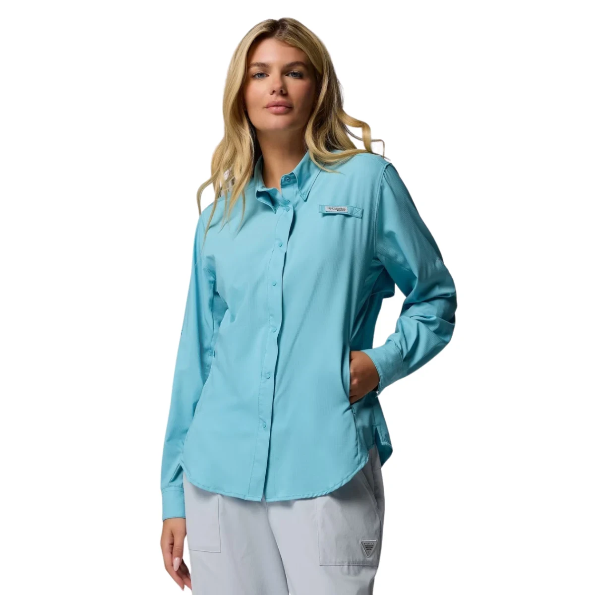 Camisa Columbia manga larga para mujer