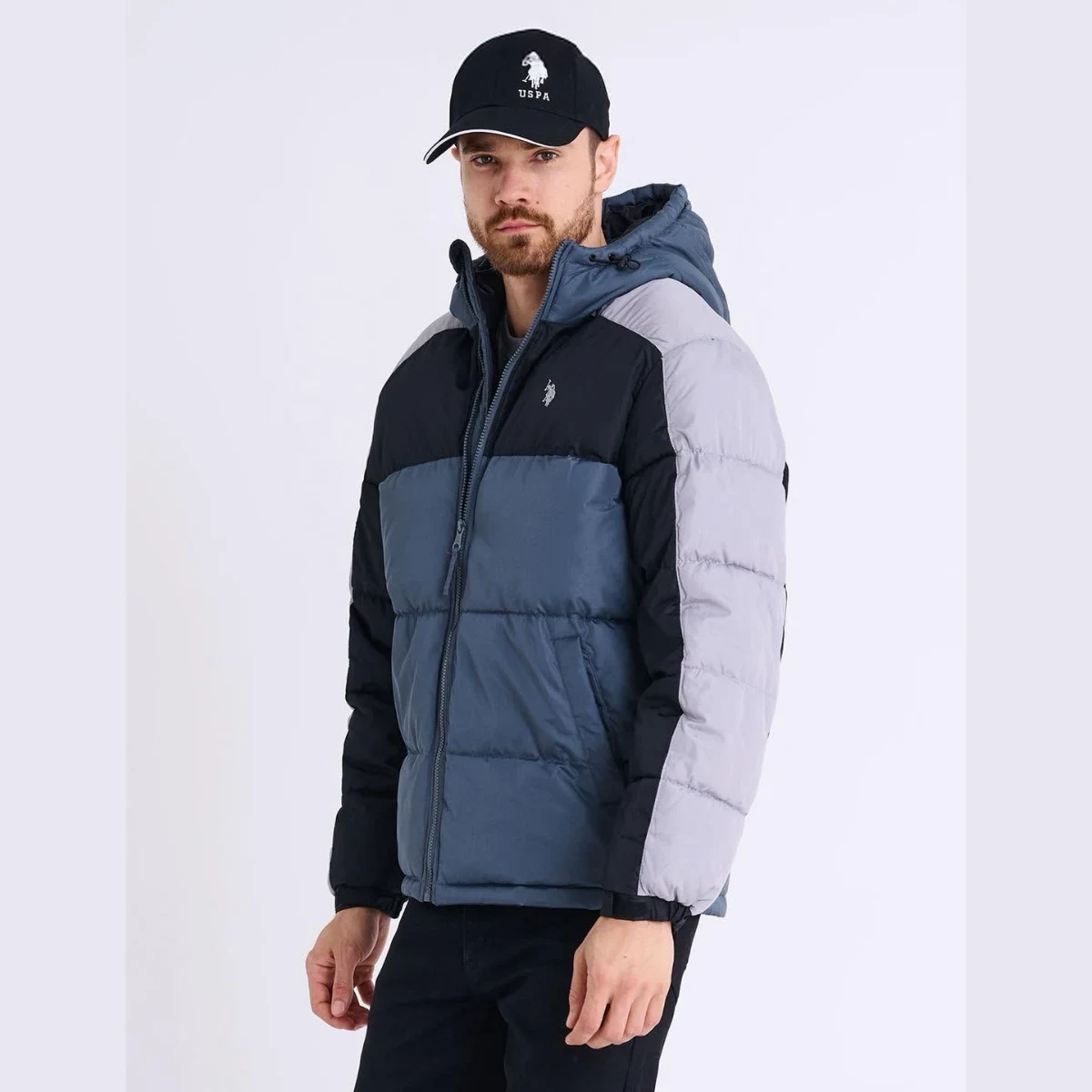 Chaqueta acolchada U.S. Polo Assn. Tri Color Block Hooded Puffer Jacket